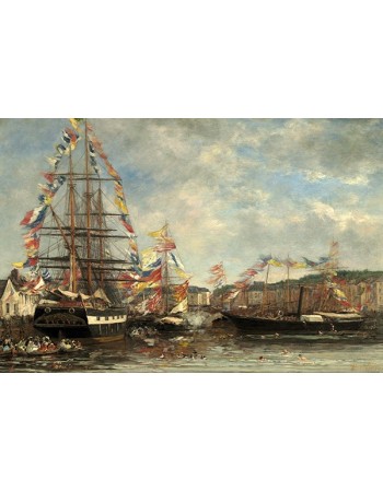 Reprodukcje obrazów Festival in the Harbor of Honfleur - Eugene Boudin