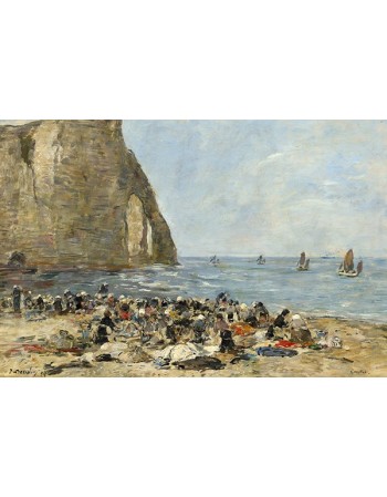Reprodukcje obrazów Washerwomen on the Beach of Etretat - Eugene Boudin