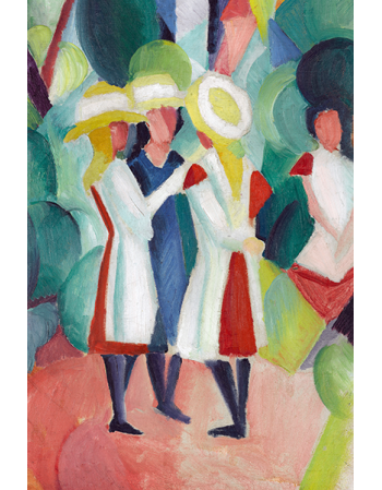Reprodukcje obrazów Three girls in yellow straw hats I - August Macke