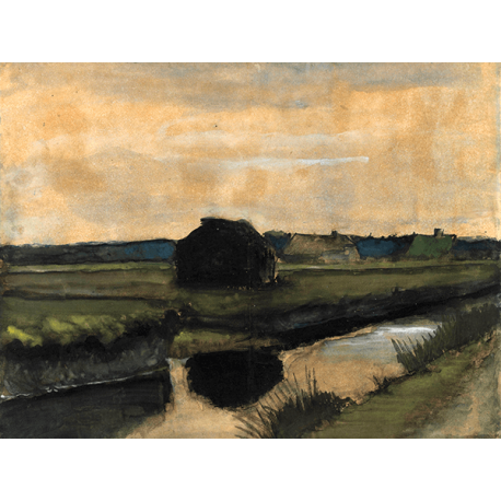 Reprodukcje obrazów Vincent van Gogh Landscape with a Stack of Peat and Farmhouses