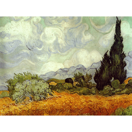 Reprodukcje obrazów Vincent van Gogh Wheat Field with Cypresses