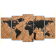 Obraz na płótnie poliptyk Drewniana mapa świata