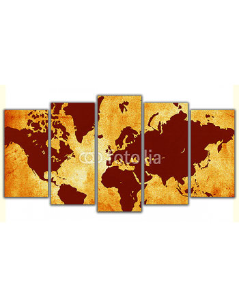 Obraz na płótnie poliptyk Pomarańczowa mapa świata