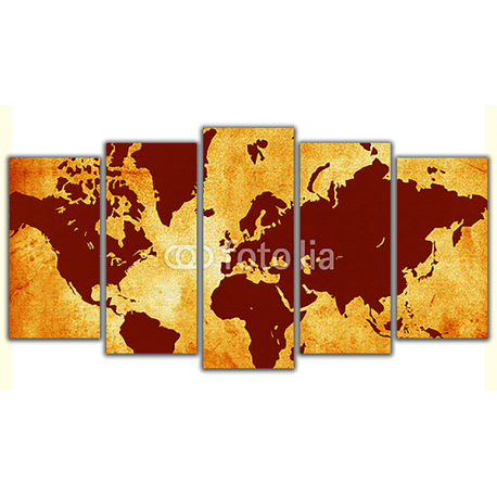 Obraz na płótnie poliptyk Pomarańczowa mapa świata