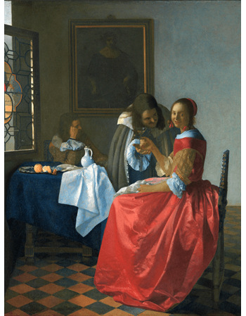 Reprodukcje obrazów Dama i dwóch panów - Jan Vermeer