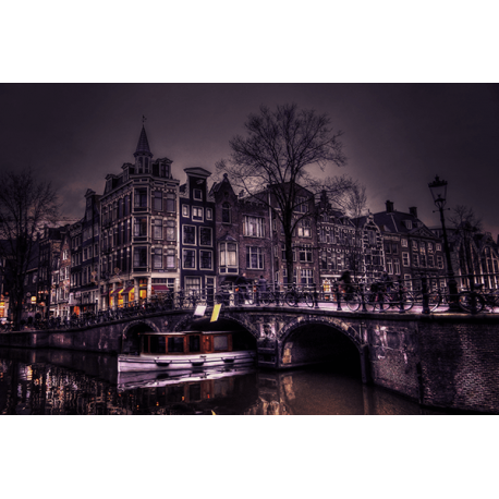 Obraz na płótnie-Fedkolor-Amsterdam nocą