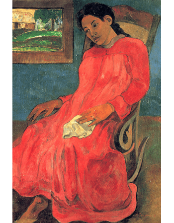 Reprodukcje obrazów Paul Gauguin Reverie or The Woman in the red dress