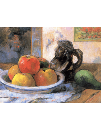 Reprodukcje obrazów Paul Gauguin Still Life with Apples, a Pear and a Ceramic Portrait Jug