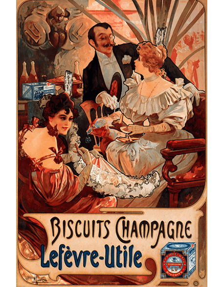 Reprodukcje obrazów Alfons Mucha Biscuits Champagne Lefevre Utile
