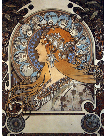 Reprodukcja obrazu Zodiac 1897 - Alfons Mucha