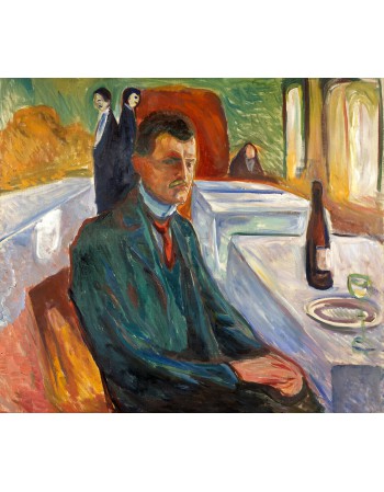 Reprodukcje obrazów Self Portrait with a Bottle of Wine - Edvard Munch