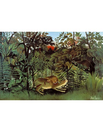 Reprodukcja obrazu The Hungry Lion Throws Itself on the Antelope - Henri Rousseau