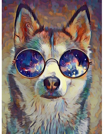 Pies Husky - Abstrakcja - obraz na płótnie - fotoobraz - grafika
