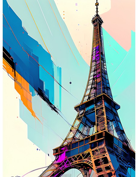 Wieża Eiffla Paryż - Abstrakcja - obraz na płótnie - fotoobraz - grafika