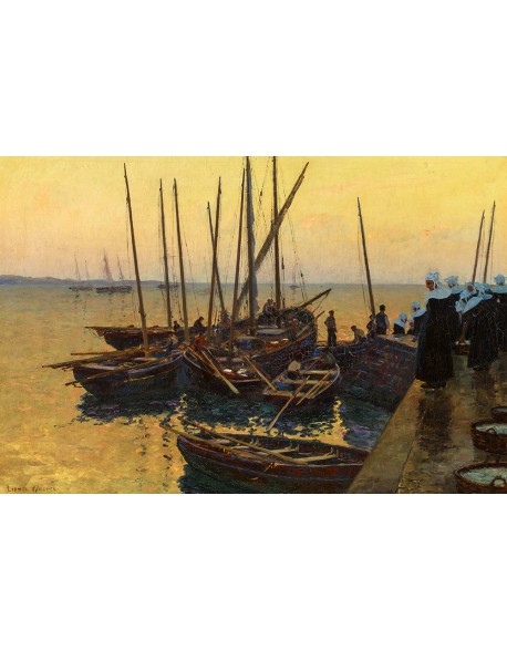 Reprodukcja obrazu Fishing Boats along the Pier - Lionel Walden
