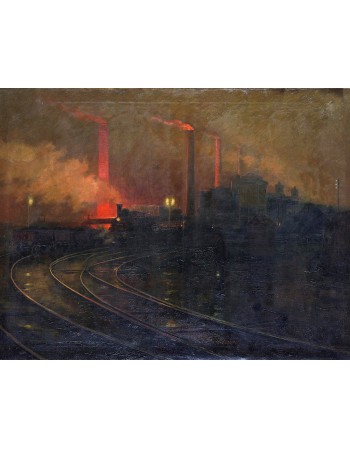 Reprodukcja obrazu The Steelworks Cardiff at night - Lionel Walden