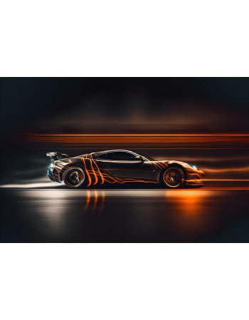 Obraz-na-plotnie-Sportowe czarne Porsche-samochod