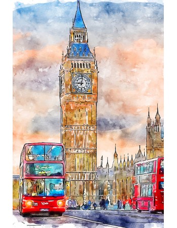 Obraz na płótnie Londyn Big Ben Czerwony autobus - Anglia