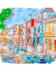 Obraz na płótnie fotoobraz watercolor Burano Veneto-Włochy