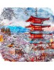Obraz na płótnie fotoobraz watercolor Chureito Pagoda - Japonia