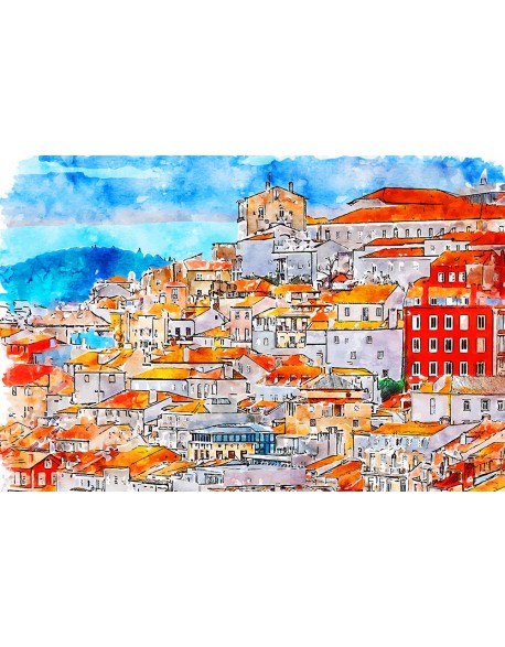 Obraz na płótnie fotoobraz watercolor Coimbra - Portugalia