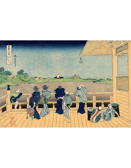 Reprodukcja obrazu Sazai Hall at the Temple of the Five Hundred Arhats - Katsushika Hokusai - obraz