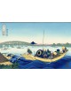 Reprodukcja obrazu Sunset across the Ryōgoku bridge from the bank of the Sumida River - Katsushika Hokusai - obraz