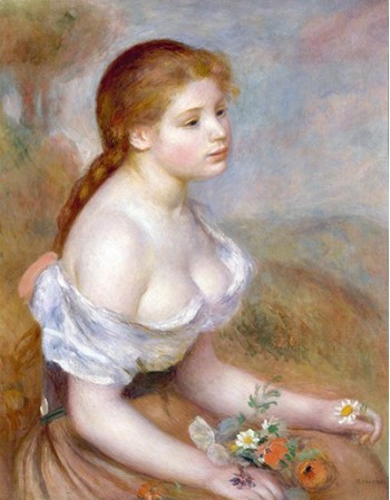 Reprodukcje obrazów A Young Girl with Daisies - Auguste Renoir