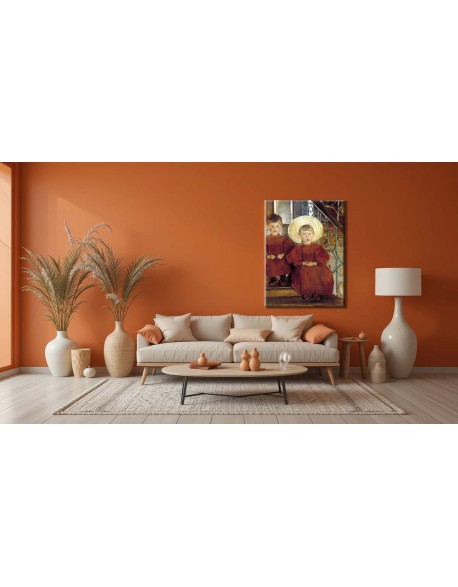 Reprodukcja obrazu Dzieci na schodach - obraz na płótnie - Olga Boznańska