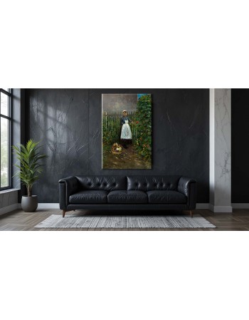 Reprodukcja obrazu Dziewczyna z koszem jarzyn w ogrodzie - obraz na płótnie - Olga Boznańska