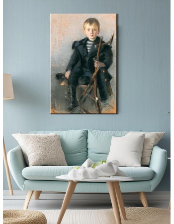 Reprodukcja obrazu Portret blondyna w czarnym płaszczu ze złotym guzikiem - obraz na płótnie - Olga Boznańska