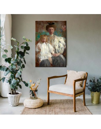 Reprodukcja obrazu Portret Julii z Kwileckich Pugetowej z synem Jackiem - obraz na płótnie - Olga Boznańska