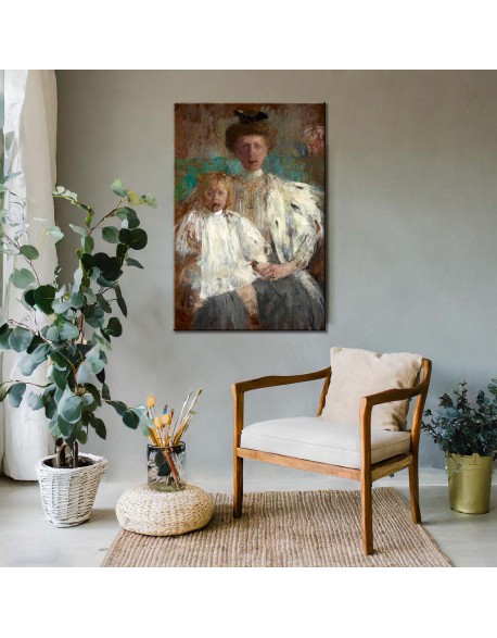 Reprodukcja obrazu Portret Julii z Kwileckich Pugetowej z synem Jackiem - obraz na płótnie - Olga Boznańska