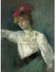 Reprodukcja obrazu Portret kobiety w czerwonym kapeluszu - obraz na płótnie - Olga Boznańska