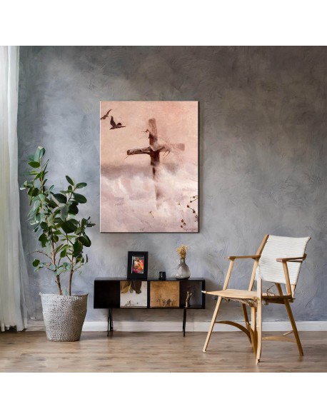 Reprodukcja obrazu Krzyż w zadymce Józef Chełmoński