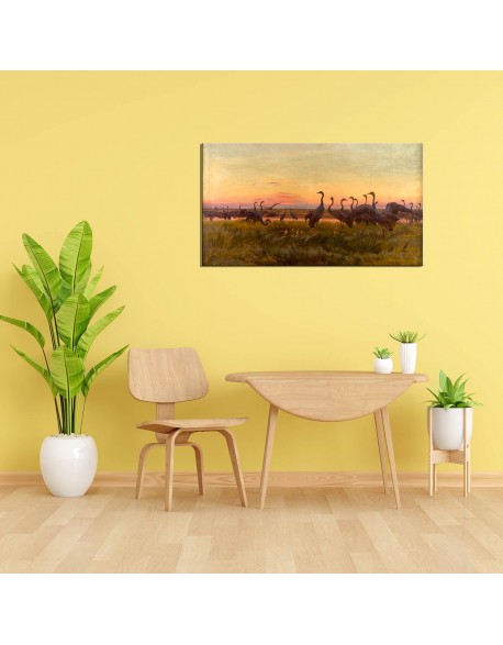 Reprodukcja obrazu Powitanie słońca. Żurawie Józef Chełmoński