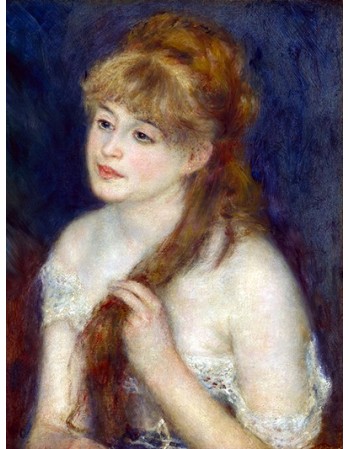 Reprodukcje obrazów Young Woman Braiding Her Hair - Auguste Renoir