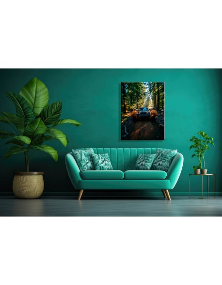 Obraz na płótnie Jeep w lesie fotoobraz