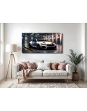 Samochód wyścigowy w garażu - obraz na płótnie