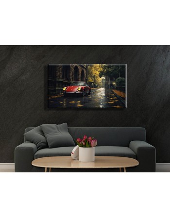 Obraz na płótnie Porsche w deszczu fotoobraz