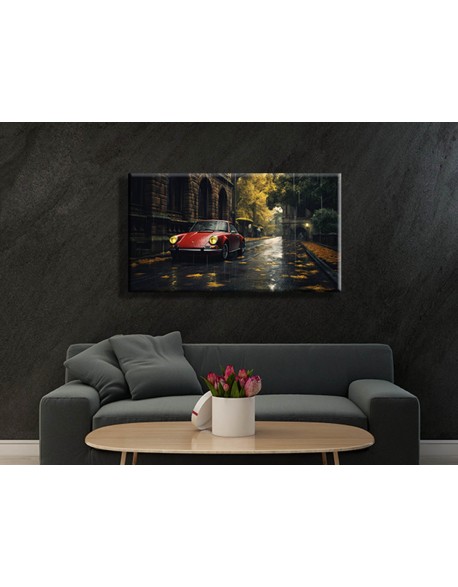 Obraz na płótnie Porsche w deszczu fotoobraz