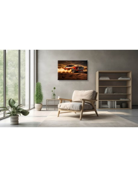 Obraz na płótnie Czerwony ponad czasowy samochód fotoobraz