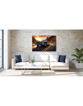 Obraz na płótnie Czarny samochód na drodze fotoobraz