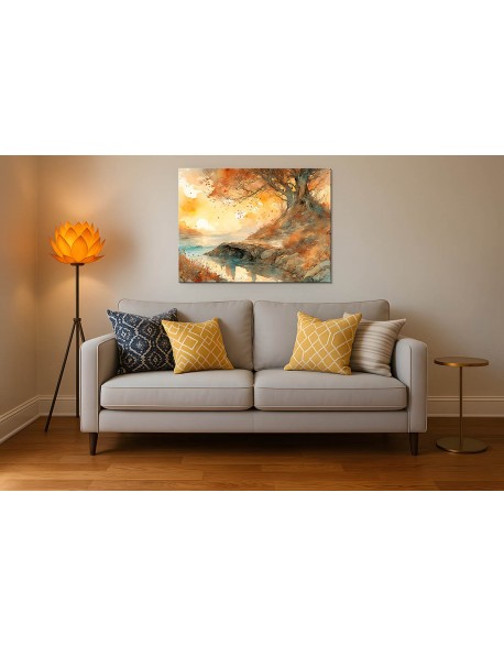 Obraz na płótnie Drzewo nad rzeką fotoobraz