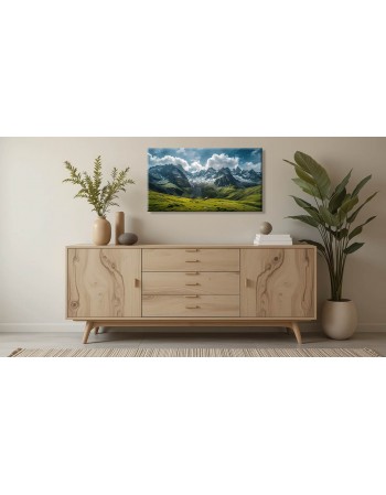 Obraz na płótnie Pasmo górskie Alp z bujnym lasem fotoobraz