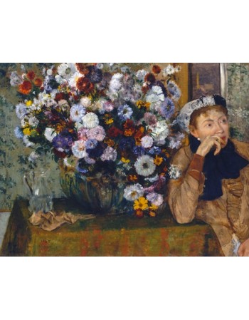 Reprodukcje obrazów A Woman Seated beside a Vase of Flowers - Edgar Degas